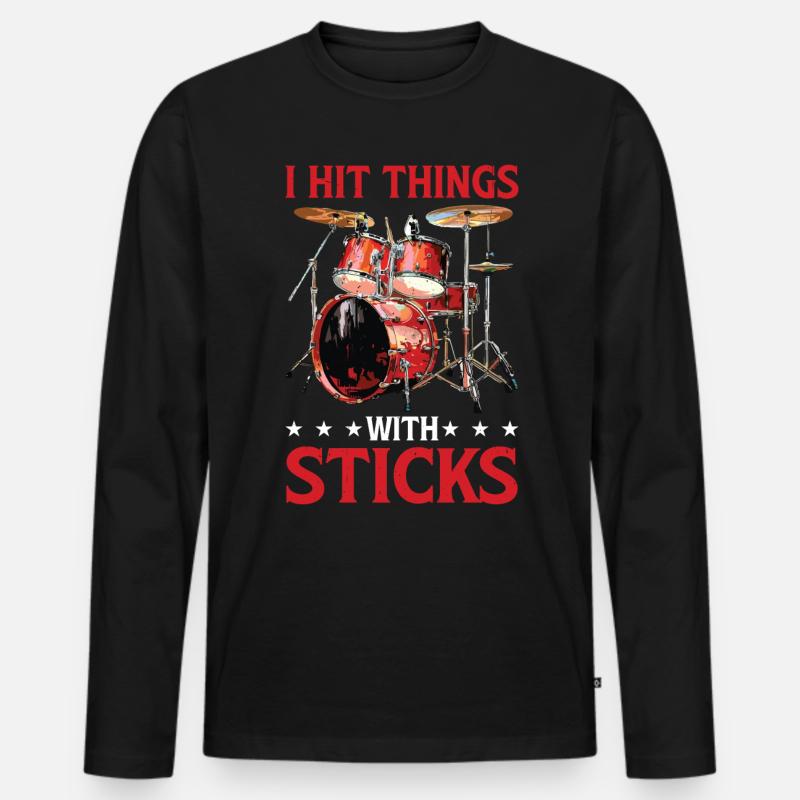I Hit Things With Sticks - Männer Premium Bio Langarmshirt - Schwarz