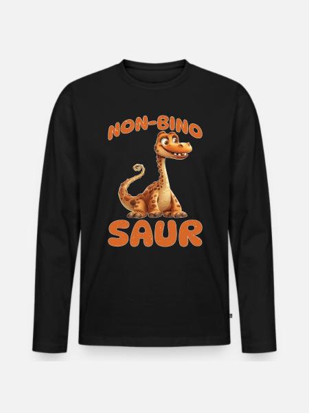 Non-Bino Saur - Männer Premium Bio Langarmshirt - Schwarz