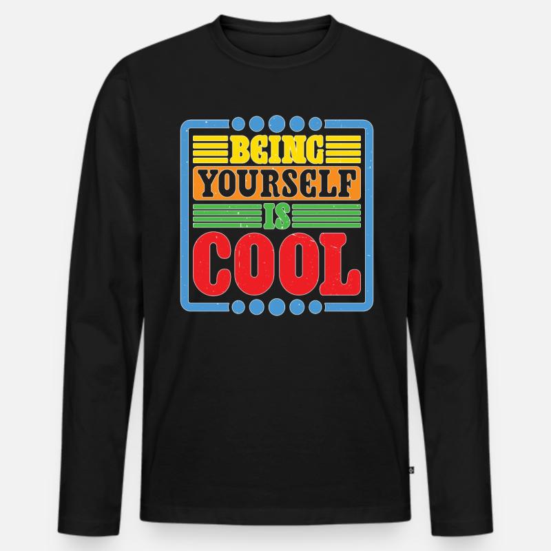 Being Yourself Is Cool - Männer Premium Bio Langarmshirt - Schwarz