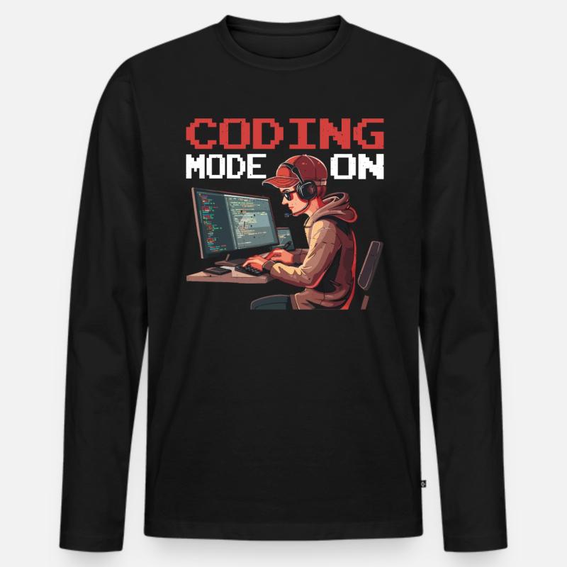 Coding Mode On 2 - Männer Premium Bio Langarmshirt - Schwarz