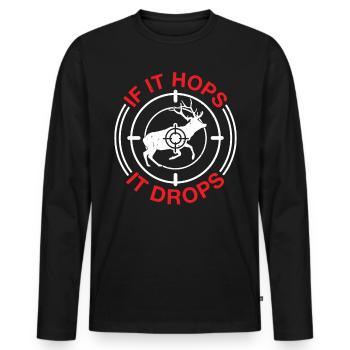 If It Hops It Drops 6 - Männer Premium Bio Langarmshirt - Schwarz - Vorne - Nico (187cm)