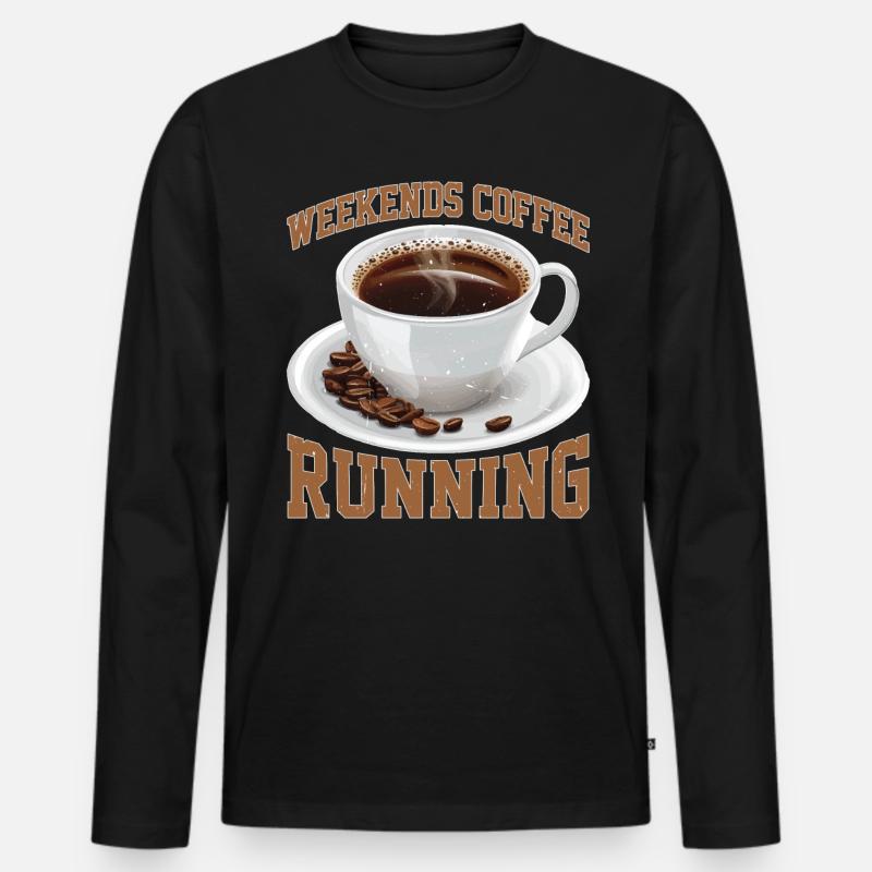 Weekends Coffee Running 2 - Männer Premium Bio Langarmshirt - Schwarz