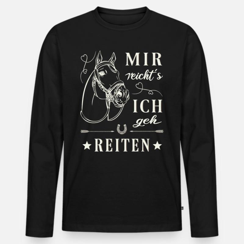 Reiten mir reicht`s - Männer Premium Bio Langarmshirt - Schwarz
