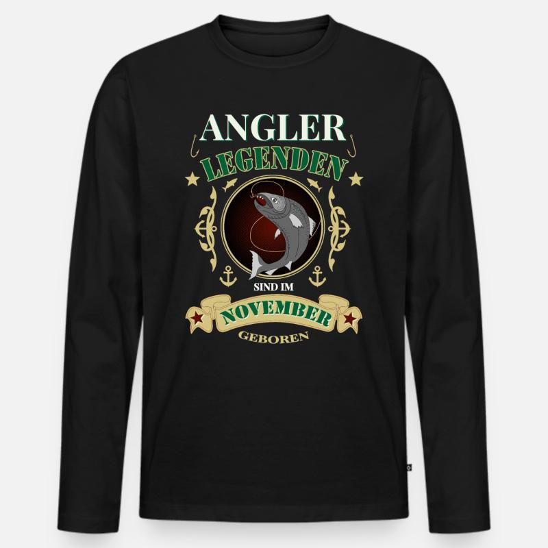 Angler Legenden - Männer Premium Bio Langarmshirt - Schwarz