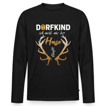 Dorfkind - Männer Premium Bio Langarmshirt - Schwarz - Vorne - Nico (187cm)