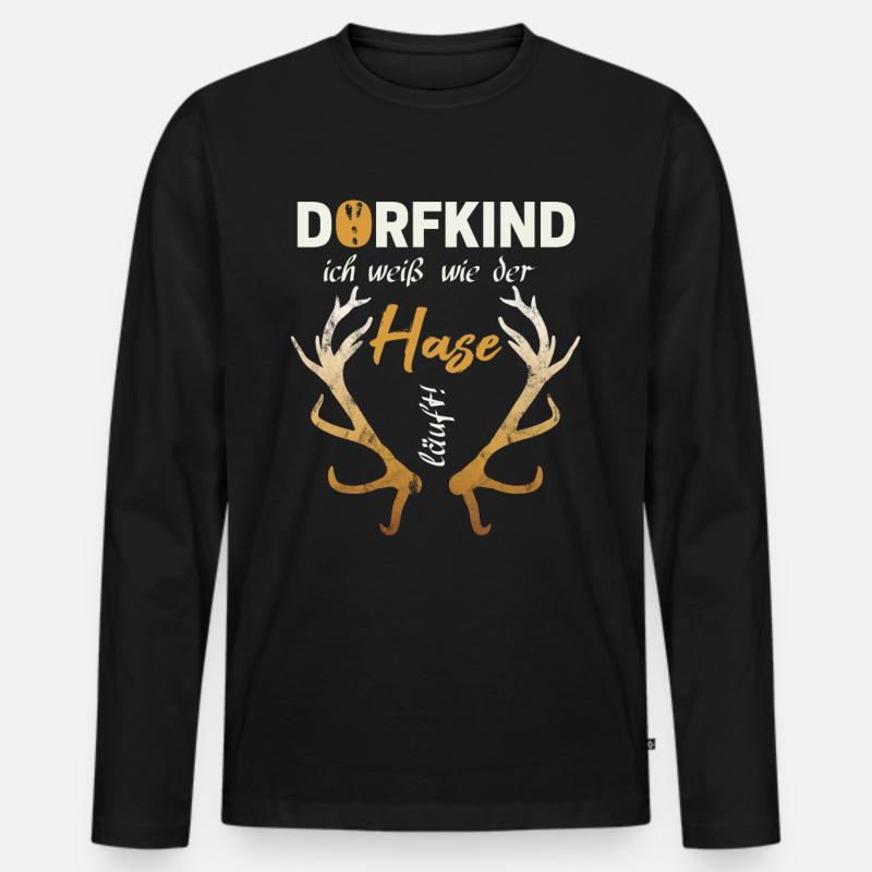 Dorfkind - Männer Premium Bio Langarmshirt - Schwarz