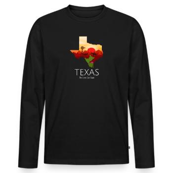 Texas Proud State Motto The Lone Star State - T-shirt manches longues Premium bio Homme - noir - Devant - Nico (187cm)