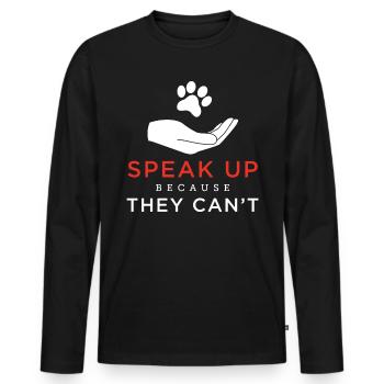 Les femmes parlent parce qu'elles ne peuvent pas anti-animal - T-shirt manches longues Premium bio Homme - noir - Devant - Nico (187cm)