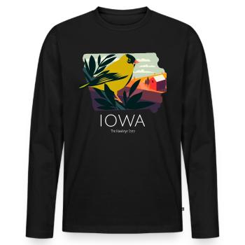 Iowa Proud State Motto Le produit Hawkeye State - T-shirt manches longues Premium bio Homme - noir - Devant - Nico (187cm)
