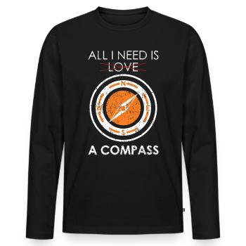 Tout ce dont j'ai besoin est une conception d'orientation compas - T-shirt manches longues Premium bio Homme - noir - Devant - Nico (187cm)