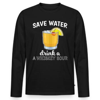 Cocktail Lover Save Water Trinken Sie einen Whisky Sour - Männer Premium Bio Langarmshirt - Schwarz - Vorne - Nico (187cm)