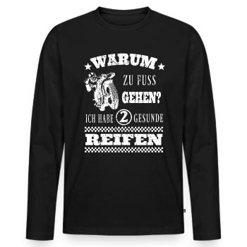 Motorrad Fahrer Biker Herz - Männer Premium Bio Langarmshirt - Schwarz - Vorne - Nico (187cm)