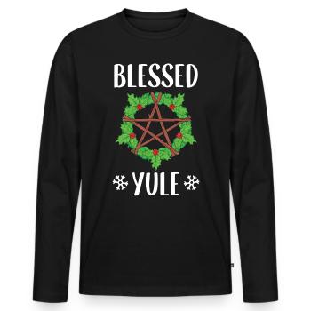 Conception du solstice d'hiver païen béni de Yule - T-shirt manches longues Premium bio Homme - noir - Devant - Nico (187cm)