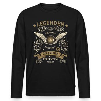 50th birthday 50 years round birthday 1971 - Men's Premium Organic Long Sleeve Shirt - black - Front - Nico (187cm)