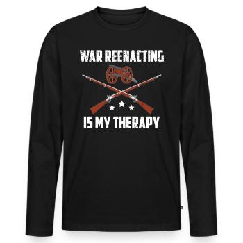 War Reenacting Is My Therapy graphique - T-shirt manches longues Premium bio Homme - noir - Devant - Nico (187cm)