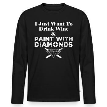 Peinture au diamant et fabrication de vin - T-shirt manches longues Premium bio Homme - noir - Devant - Nico (187cm)