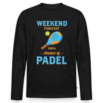 Prévisions week-end Paddle Tennis Padel impression - T-shirt manches longues Premium bio Homme - noir - Devant - Nico (187cm)
