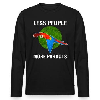 Moins de gens Plus de perroquets Ara écarlate produit - T-shirt manches longues Premium bio Homme - noir - Devant - Nico (187cm)