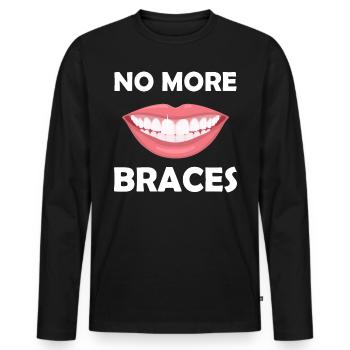 Keine Zahnspangen mehr zeigen Ihr neues Smile-Zitat - Männer Premium Bio Langarmshirt - Schwarz - Vorne - Nico (187cm)