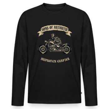 Motard Motocycliste - T-shirt manches longues Premium bio Homme - noir - Devant - Nico (187cm)