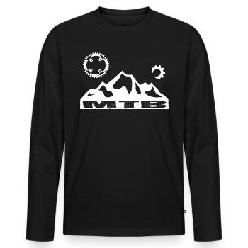 MTB Bike - Men's Premium Organic Long Sleeve Shirt - black - Front - Nico (187cm)
