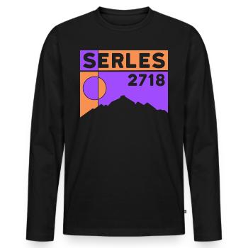 Serles Wanderung Bergtour Stubaital Stubai - Männer Premium Bio Langarmshirt - Schwarz - Vorne - Nico (187cm)