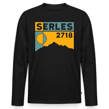 Serles Höhe Summit Hike Mountain Tour Stubai Valley - Men's Premium Organic Long Sleeve Shirt - black - Front - Nico (187cm)