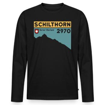 Schilthorn Randonnée Randonnée Ski Oberland bernois - T-shirt manches longues Premium bio Homme - noir - Devant - Nico (187cm)