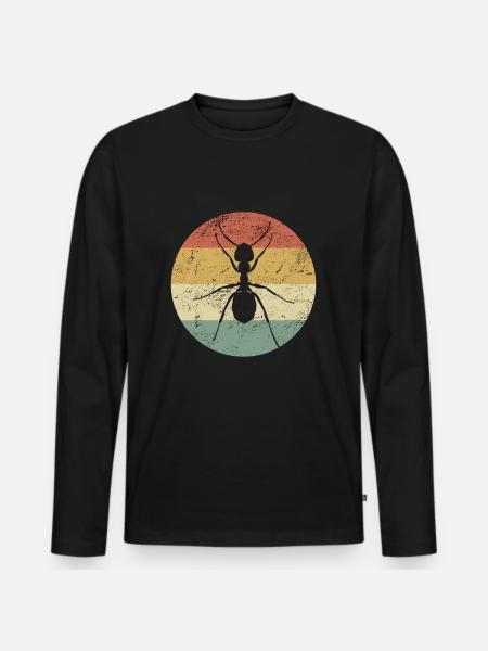 Insekten Ameise retro Geschenk vintage Tier Insekt - Männer Premium Bio Langarmshirt - Schwarz