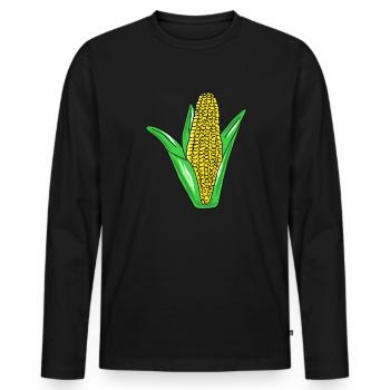 Mais - Maiskolben - Männer Premium Bio Langarmshirt - Schwarz - Vorne - Nico (187cm)