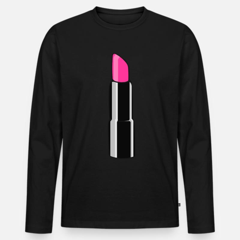 Lippenstift - Männer Premium Bio Langarmshirt - Schwarz
