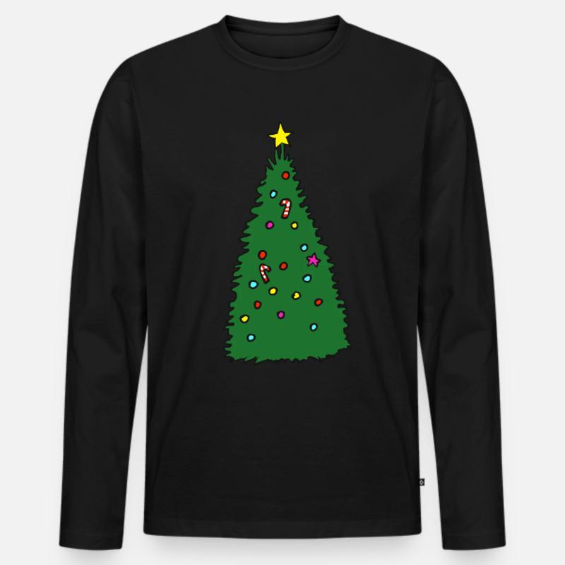 Tannenbaum - Männer Premium Bio Langarmshirt - Schwarz