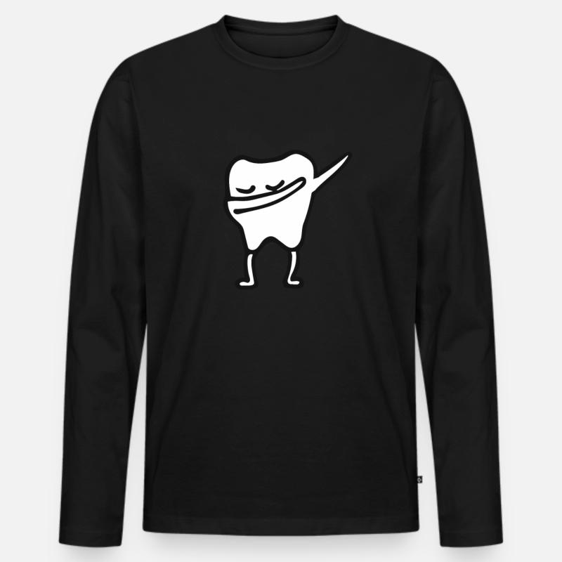 Zahn  - Männer Premium Bio Langarmshirt - Schwarz