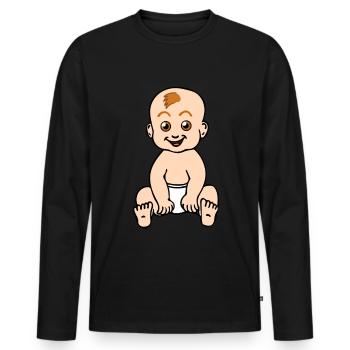 infant - Men's Premium Organic Long Sleeve Shirt - black - Front - Nico (187cm)
