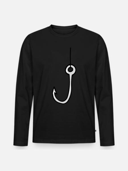 Angelhaken - Männer Premium Bio Langarmshirt - Schwarz