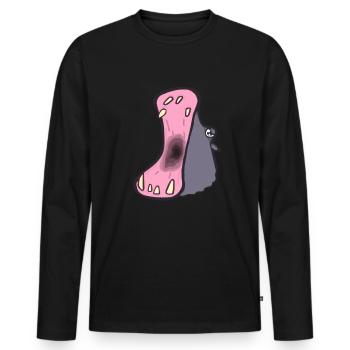 Nilpferd - Männer Premium Bio Langarmshirt - Schwarz - Vorne - Nico (187cm)