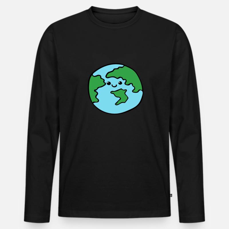 Welt - Männer Premium Bio Langarmshirt - Schwarz