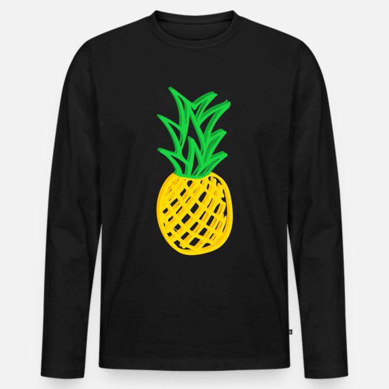 Ananas - Männer Premium Bio Langarmshirt - Schwarz