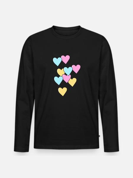 Cœurs - T-shirt manches longues Premium bio Homme - noir