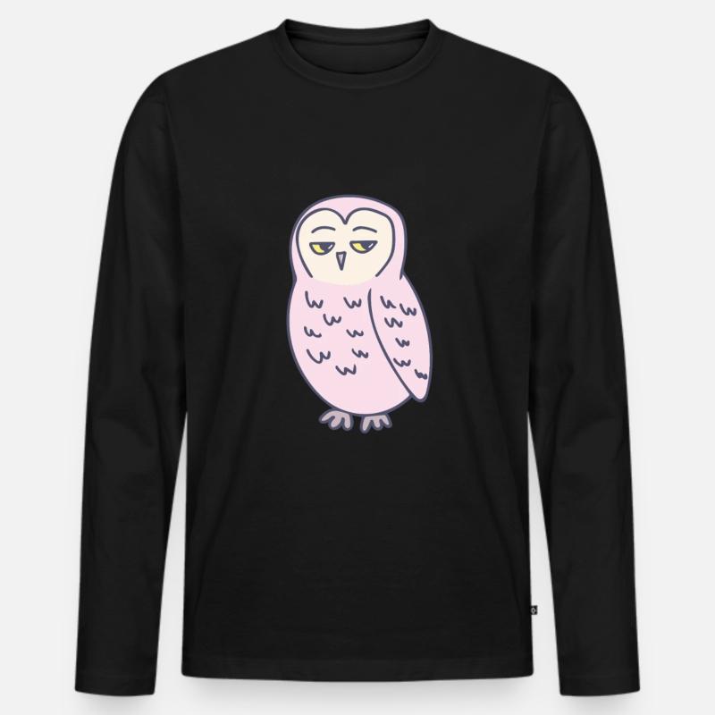 Eule Genervt Lustig - Männer Premium Bio Langarmshirt - Schwarz