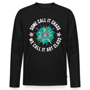 Art Teacher Funny Saying Art Course Art Class - Men's Premium Organic Long Sleeve Shirt - black - Front - Nico (187cm)