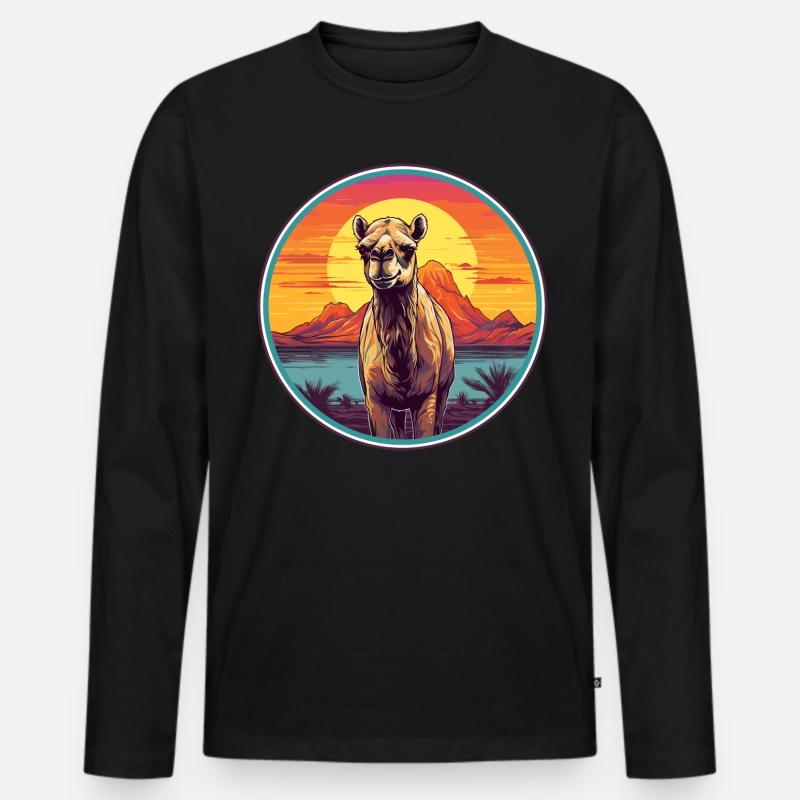 Kamel - Männer Premium Bio Langarmshirt - Schwarz