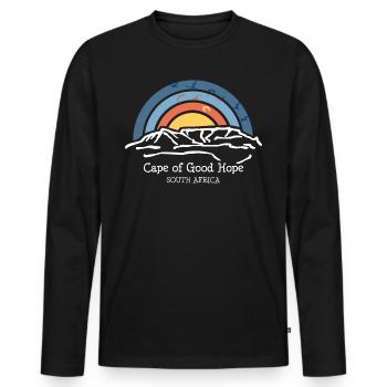 Cape of Good Hope, Cape Town, South Africa - Men's Premium Organic Long Sleeve Shirt - black - Front - Nico (187cm)