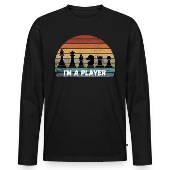 Chess Saying Gift Checkmate Queens Gambit - T-shirt manches longues Premium bio Homme - noir - Devant - Nico (187cm)