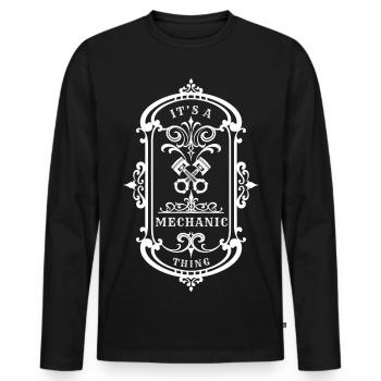 Mechanic Quote A Mechanic Thing - Men's Premium Organic Long Sleeve Shirt - black - Front - Nico (187cm)