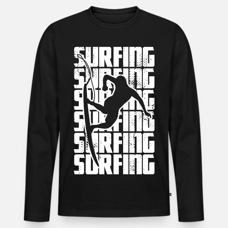 Surfen - Männer Premium Bio Langarmshirt - Schwarz