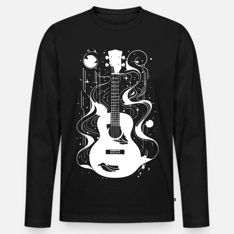 Ukulele Zeichnung - Männer Premium Bio Langarmshirt - Schwarz