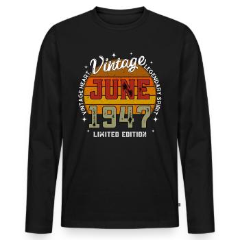 Retro 78 Jahre alter Jahrgang Juni 1947 78. Geburtstag - Männer Premium Bio Langarmshirt - Schwarz - Vorne - Nico (187cm)