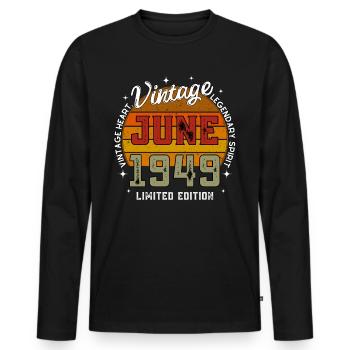 Retro 76 Jahre alter Jahrgang Juni 1949 76. Geburtstag - Männer Premium Bio Langarmshirt - Schwarz - Vorne - Nico (187cm)