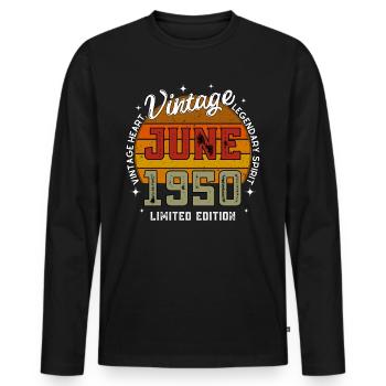 Retro 75 Jahre Vintage Juni 1950 75. Geburtstag - Männer Premium Bio Langarmshirt - Schwarz - Vorne - Nico (187cm)